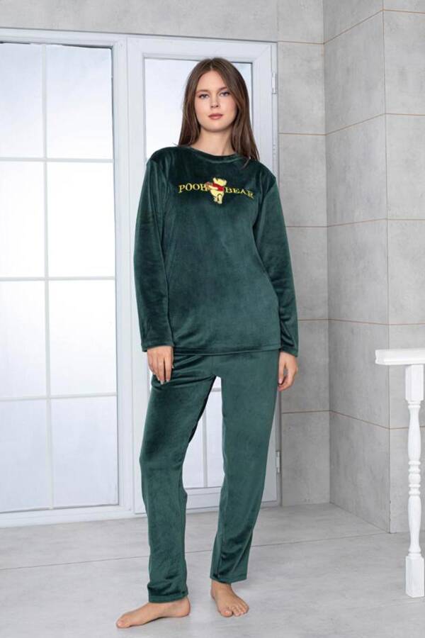 Alessi zümrüt yeşili kadife pijama takımı 6522 - 1