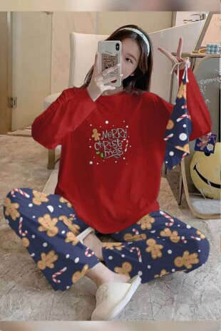 Bahd Christmas17 Red Süpersoft Kadın Pijama Takımı 6564 - Pembishomewear