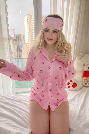 Çilekli penye pijama seti 11 parça 6087 - Thumbnail