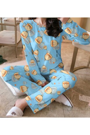Civcivli penye pijama takımı 6546 - 1