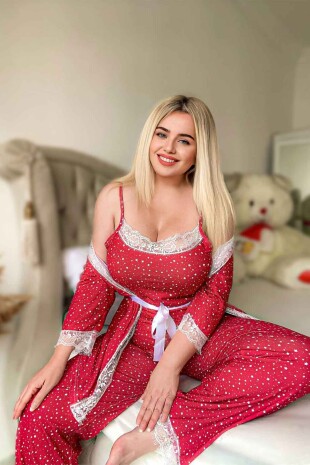 Dalidas Star 3 lü penye sabahlıklı set 6470 - ÇeyizeDairHerşey