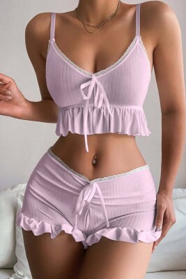 Dunny Soft Pink Penye Şort Takımı 6591 - Pembishomewear