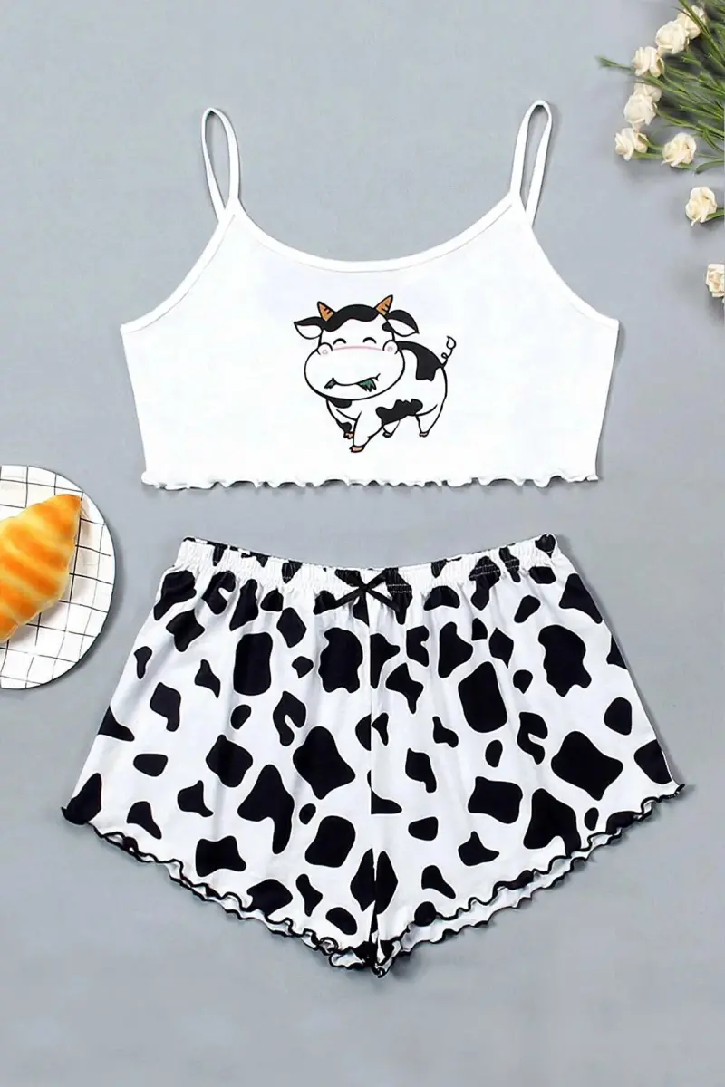 Pembishomewear - Tex Süpersoft Şort Takımı, Cow3