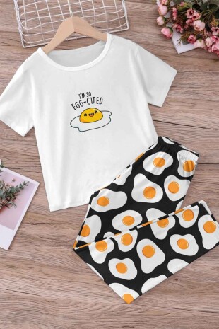 Fresh egg cited likralı penye pijama takımı 6475 - ÇeyizeDairHerşey