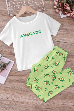 Fresh avocado likralı penye pijama takımı 6474 - ÇeyizeDairHerşey