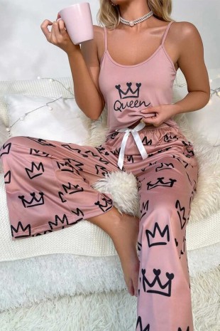 ÇeyizeDairHerşey - Queen pembe askılı pijama takımı 6274 (1)