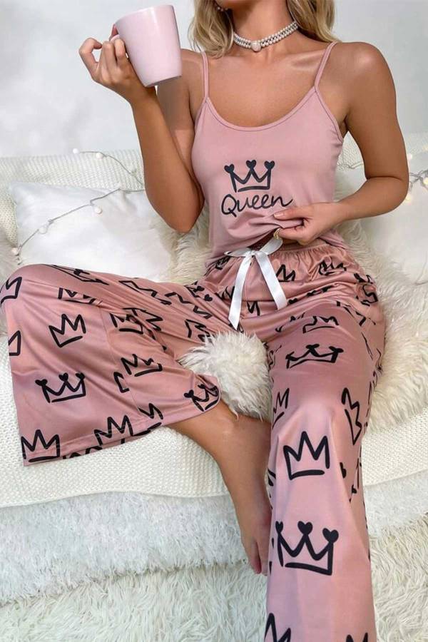 Queen crop pembe askılı pijama takımı 6274 - 2