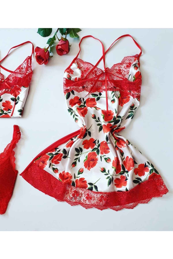 Kırmızı rose 5 li çeyizlik set 5952 - 3
