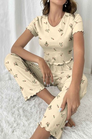 Lilyana Süpersoft Pijama Takım Flower 6428 - 2