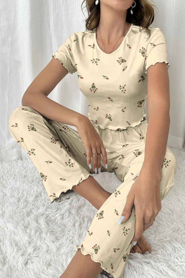 Lilyana Süpersoft Pijama Takım Flower 6428 - 2