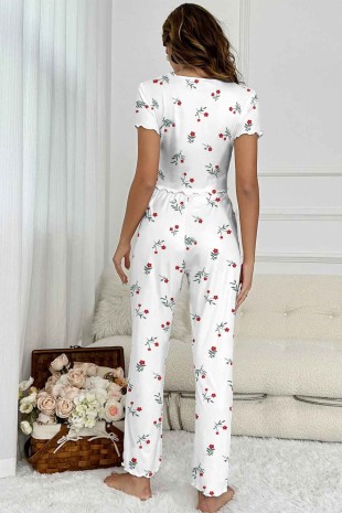 Lilyana Süpersoft Pijama Takım Flower White 6429 - 3