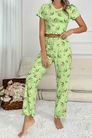 Lilyana Süpersoft Pijama Takım Avocado 6425 - ÇeyizeDairHerşey