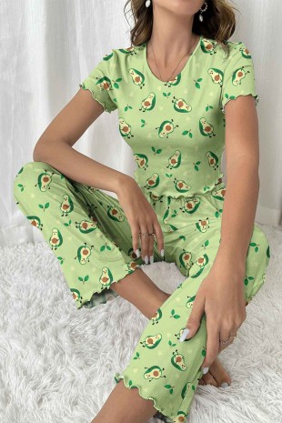 Lilyana Süpersoft Pijama Takım Avocado 6425 - 2