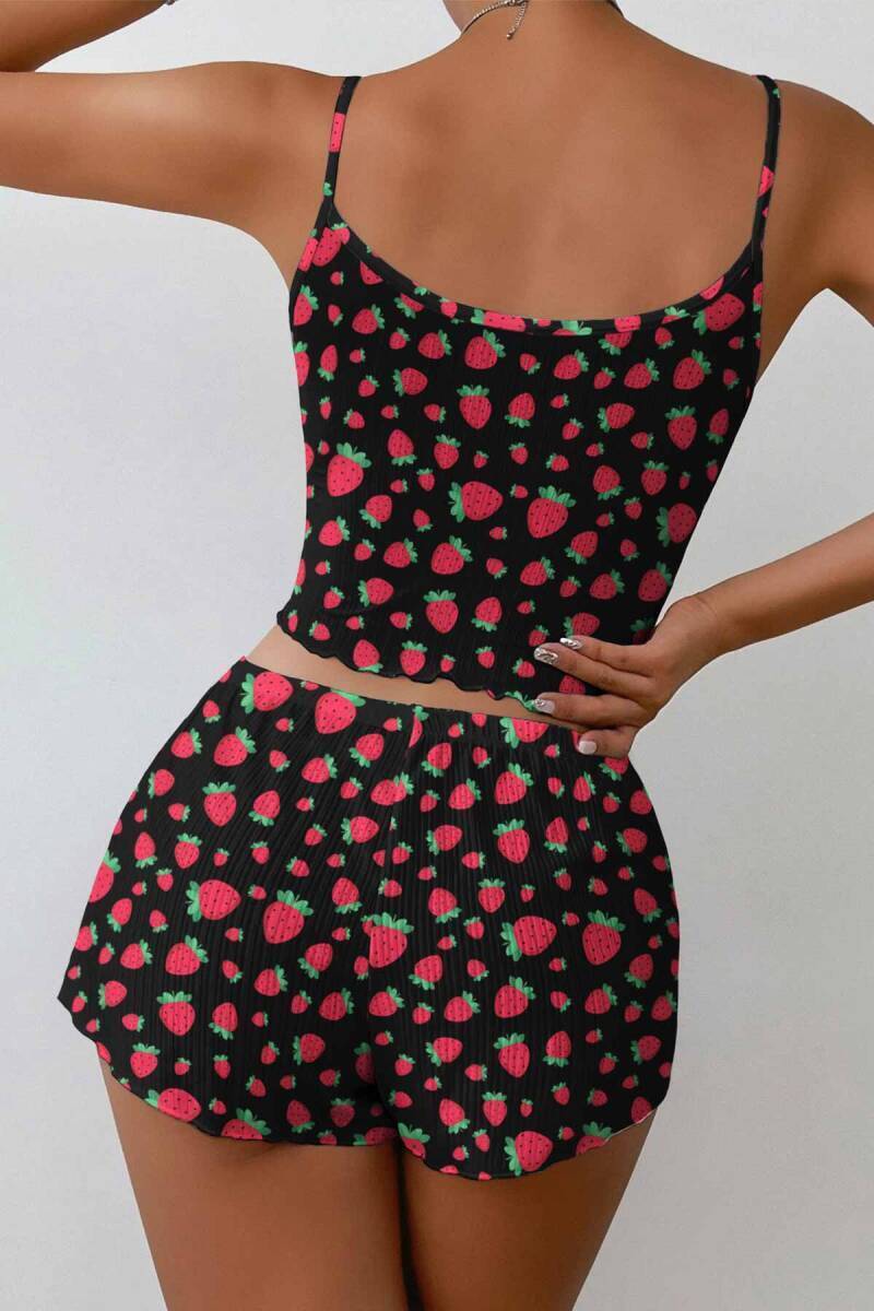 ÇeyizeDairHerşey - Stars Süpersoft Şort Takım Strawberry Black 6444 (1)