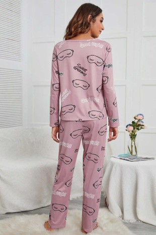 Good night uyku bandlı uzun kollu penye genç pijama takımı 6186 - 5