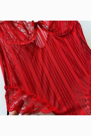 Red bodysuit full likralı çizgili 6194 - ÇeyizeDairHerşey (1)
